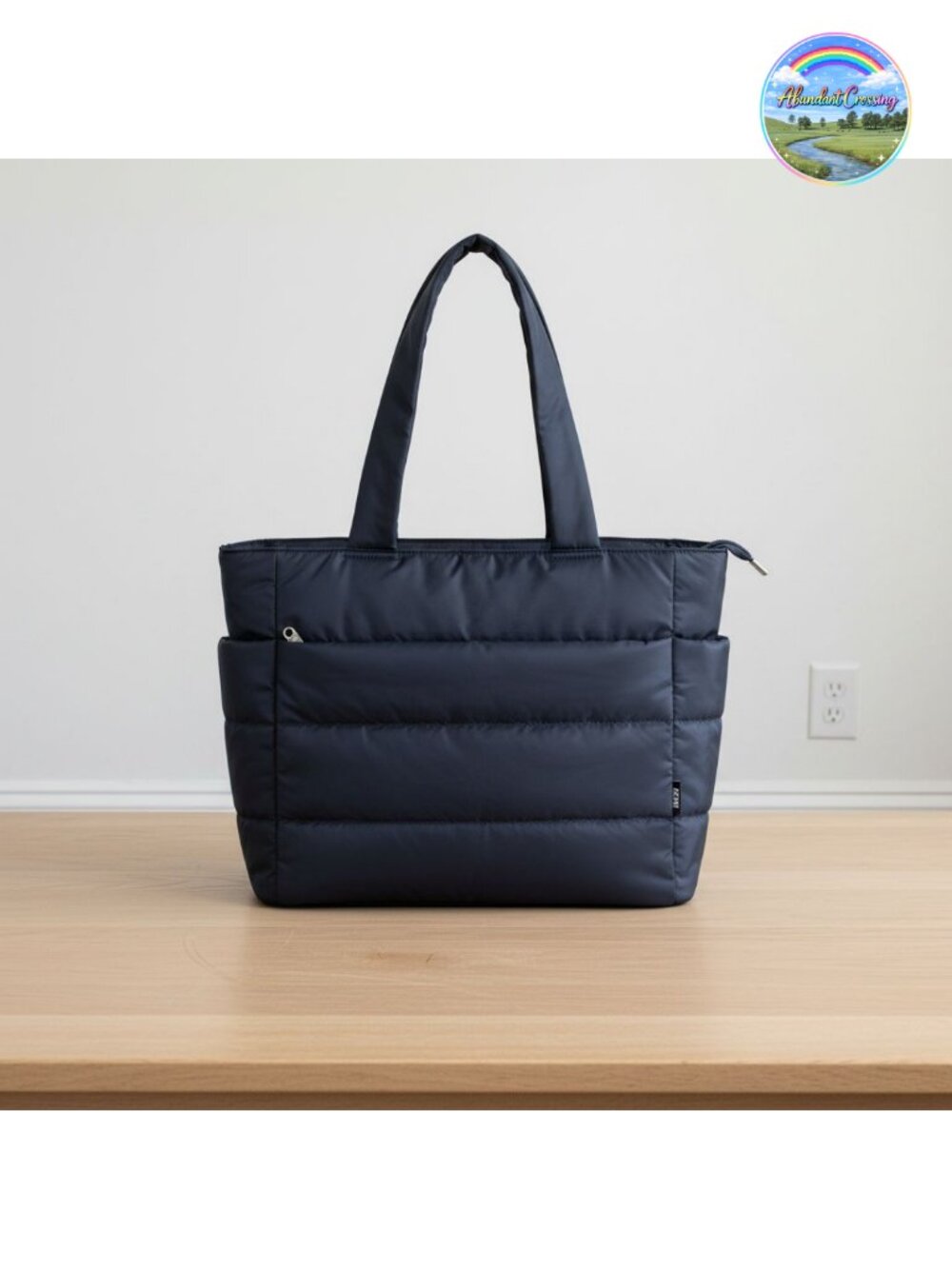 Quilted Nylon Laptop Tote Bag Padded Puffer Shoulder Bag Fits 15.6 Inch